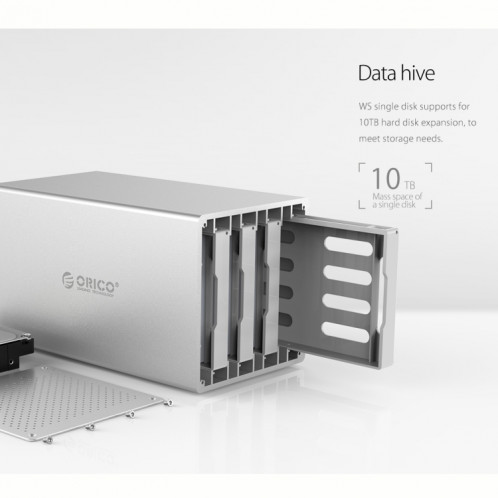 ORICO Honeycomb Series WS400RC3 SATA 3,5 pouces USB-C / Type-C 4 baies boîtier en alliage HDD / SSD avec raid, la capacité de support maximale: 40 To SO00401346-012