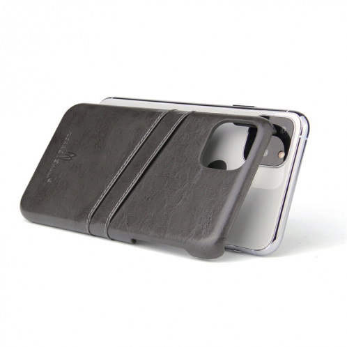 Fierre Shann Etui en cuir PU avec texture de cire et texture pour iPhone 11 Pro (noir) SF301A928-05
