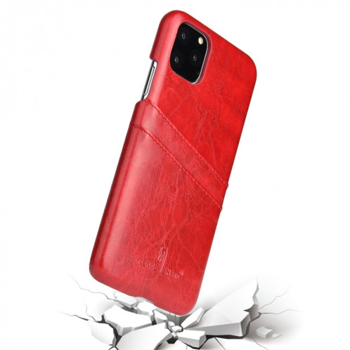 Fierre Shann Etui en cuir PU avec texture de cire et texture pour iPhone 11 Pro (rouge) SF301C1525-06