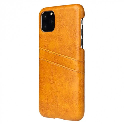 Fierre Shann Etui en cuir PU avec texture de cire et texture pour iPhone 11 Pro (Jaune) SF301D396-05