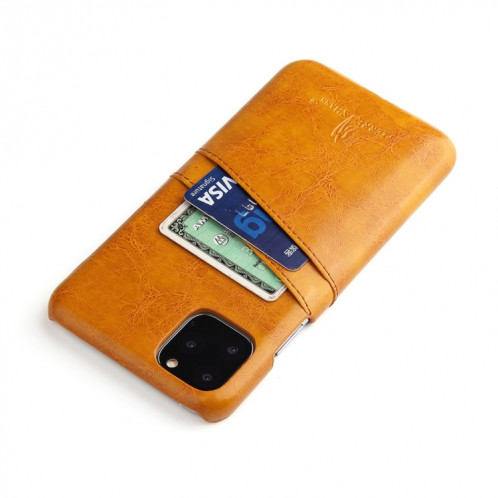 Fierre Shann Etui en cuir PU avec texture de cire et texture pour iPhone 11 Pro (Jaune) SF301D396-05