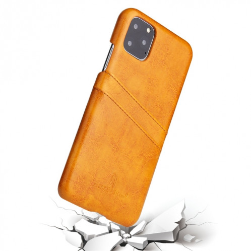 Fierre Shann Etui en cuir PU avec texture de cire et texture pour iPhone 11 Pro (Jaune) SF301D396-05