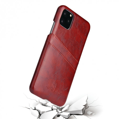 Fierre Shann Etui en cuir PU avec texture de cire et texture pour iPhone 11 Pro (Marron) SF301E1118-06