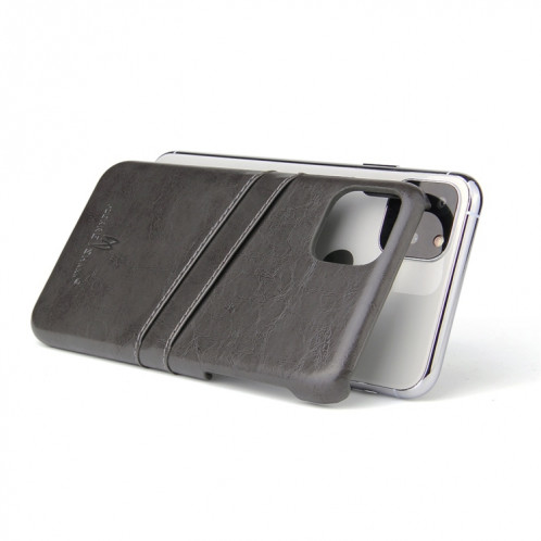 Fierre Shann Etui en cuir PU avec texture de cire et texture pour iPhone 11 Pro Max (noir) SH303A737-05