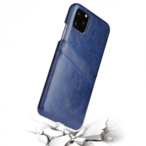 Fierre Shann Etui en cuir PU avec texture de cire et texture pour iPhone 11 Pro Max (bleu) SH303B205-06