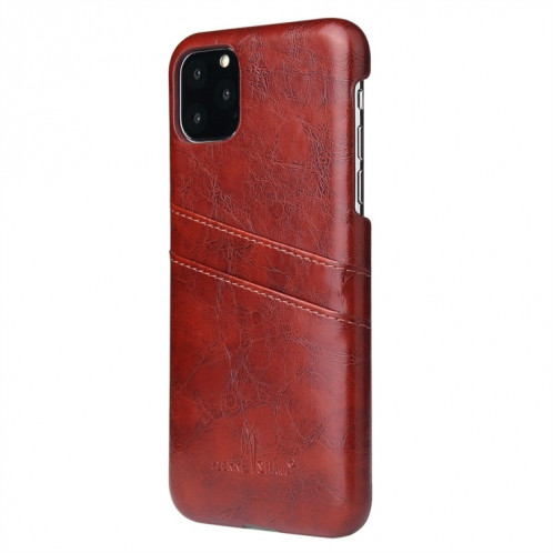 Fierre Shann Etui en cuir PU avec texture de cire et texture pour iPhone 11 Pro Max (Marron) SH303E591-06