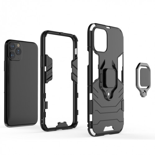 Panther PC + TPU Étui de protection antichoc avec support d'anneau magnétique pour iPhone 11 Pro (noir) SH001A1466-06