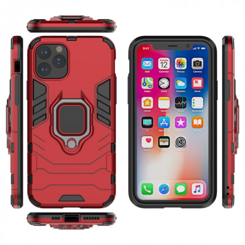 Panther PC + TPU Étui de protection antichoc avec support d'anneau magnétique pour iPhone 11 Pro (rouge) SH001B40-06