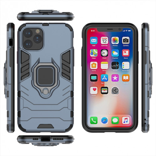 Panther PC + TPU Étui de protection antichoc avec support d'anneau magnétique pour iPhone 11 Pro (Gris) SH001C1896-06