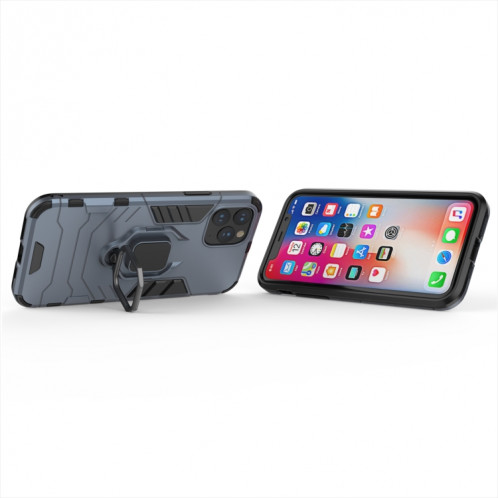 Panther PC + TPU Étui de protection antichoc avec support d'anneau magnétique pour iPhone 11 Pro (Gris) SH001C1896-06
