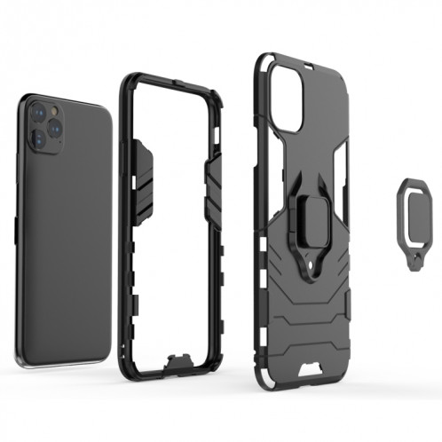 Panther PC + TPU Étui de protection antichoc avec support d'anneau magnétique pour iPhone 11 Pro Max (Noir) SH003A845-06