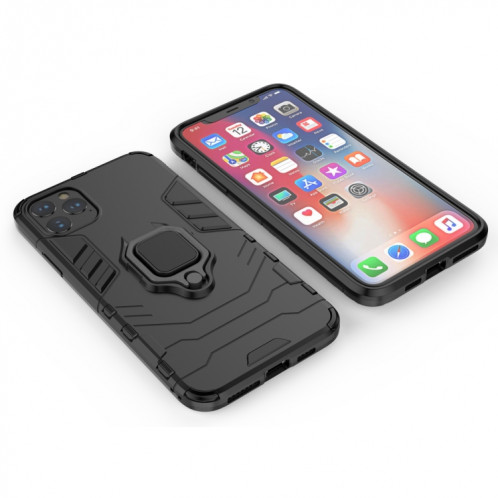 Panther PC + TPU Étui de protection antichoc avec support d'anneau magnétique pour iPhone 11 Pro Max (Noir) SH003A845-06