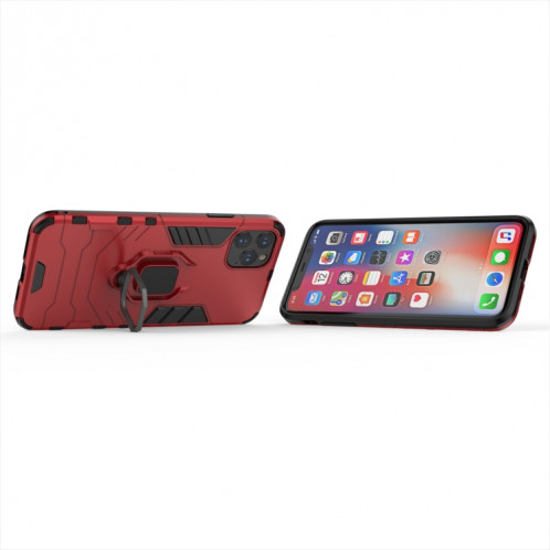 Panther PC + TPU Étui de protection antichoc avec support d'anneau magnétique pour iPhone 11 Pro Max (Rouge) SH003B1501-06