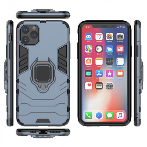 Panther PC + TPU Étui de protection antichoc avec support d'anneau magnétique pour iPhone 11 Pro Max (Gris) SH003C819-06