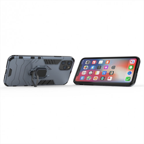 Panther PC + TPU Étui de protection antichoc avec support d'anneau magnétique pour iPhone 11 Pro Max (Gris) SH003C819-06