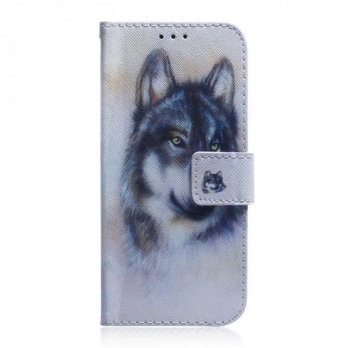 Étui en cuir à rabat horizontal avec dessin en couleur 3D, avec support et fente pour carte et portefeuille pour iPhone 11 Pro Max (White Wolf) SH902A1857-08