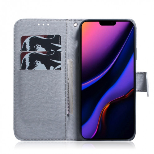 Etui en cuir à rabat horizontal avec dessin en couleur 3D, avec support et fente pour carte et portefeuille pour iPhone 11 Pro Max (Hibou pour peinture à l'huile) SH902B182-08