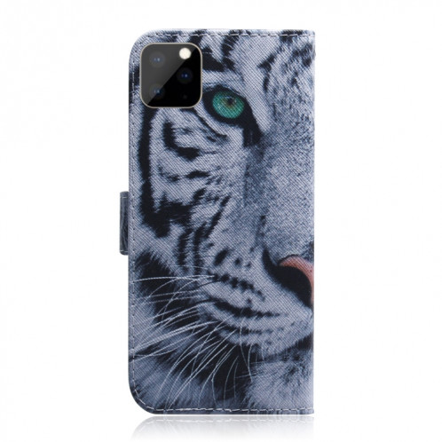 Étui en cuir à rabat horizontal avec dessin en couleur 3D, avec support, fente pour carte et portefeuille pour iPhone 11 Pro Max (Tiger) SH902C412-08