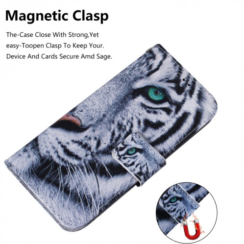 Étui en cuir à rabat horizontal avec dessin en couleur 3D, avec support, fente pour carte et portefeuille pour iPhone 11 Pro Max (Tiger) SH902C412-08