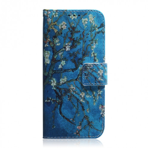 Étui en cuir à rabat horizontal avec dessin en couleur 3D, avec support et fente pour carte et portefeuille pour iPhone 11 Pro Max (fleur d'abricot) SH902D1929-08