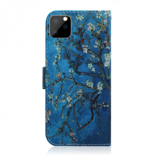 Étui en cuir à rabat horizontal avec dessin en couleur 3D, avec support et fente pour carte et portefeuille pour iPhone 11 Pro Max (fleur d'abricot) SH902D1929-08