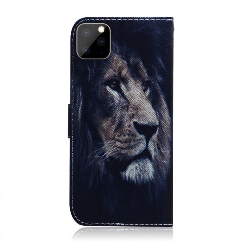 Etui en cuir à rabat horizontal avec dessin en couleur 3D, avec support et fente pour carte et portefeuille pour iPhone 11 Pro Max (Lion) SH902F1972-08