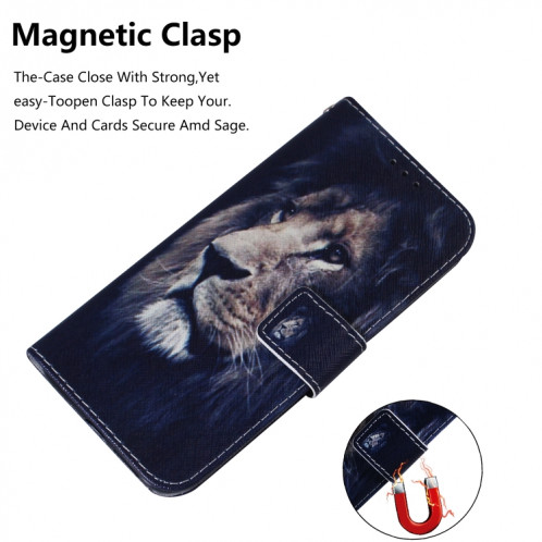 Etui en cuir à rabat horizontal avec dessin en couleur 3D, avec support et fente pour carte et portefeuille pour iPhone 11 Pro Max (Lion) SH902F1972-08