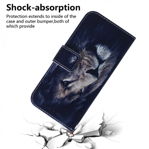 Etui en cuir à rabat horizontal avec dessin en couleur 3D, avec support et fente pour carte et portefeuille pour iPhone 11 Pro Max (Lion) SH902F1972-08