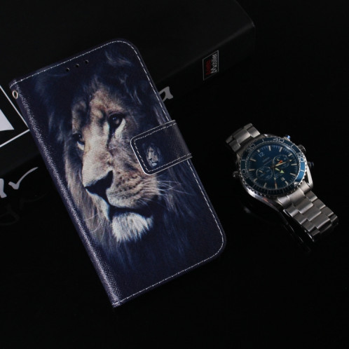 Etui en cuir à rabat horizontal avec dessin en couleur 3D, avec support et fente pour carte et portefeuille pour iPhone 11 Pro Max (Lion) SH902F1972-08