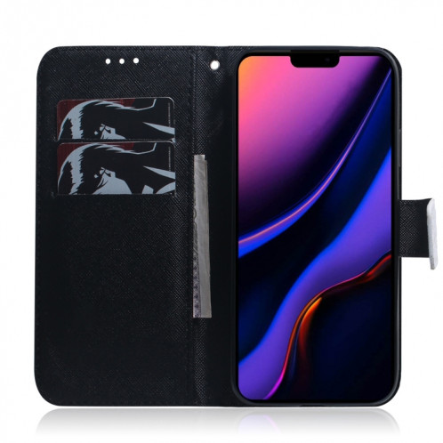 Étui en cuir à rabat horizontal avec dessin en couleur 3D, avec support et fente pour carte et portefeuille pour iPhone 11 Pro Max (loup et chien) SH902G381-08