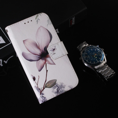 Étui en cuir à rabat horizontal avec dessin en couleur 3D, avec support, fente pour carte et portefeuille pour iPhone 11 Pro Max (Magnolia) SH902J250-08