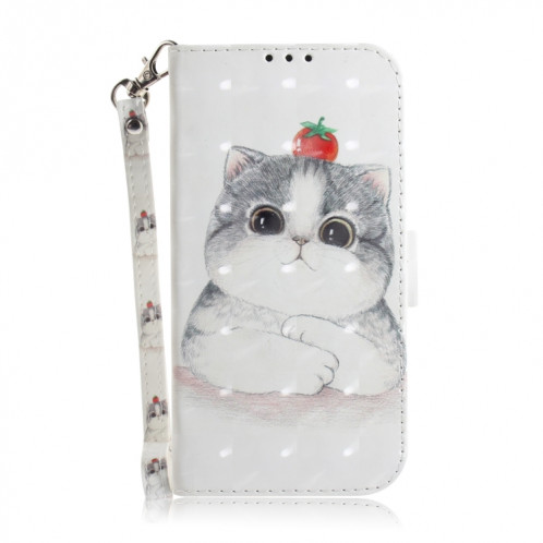 Etui en cuir à rabat horizontal avec dessin en couleur 3D, avec support et fente pour carte et portefeuille pour iPhone 11 Pro (Chat mignon) SH701J870-07