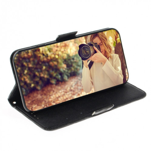 Étui en cuir à rabat horizontal avec dessin en couleur 3D, avec support, fente pour carte et portefeuille pour iPhone 11 Pro Max (Embrace Cat) SH702B738-07