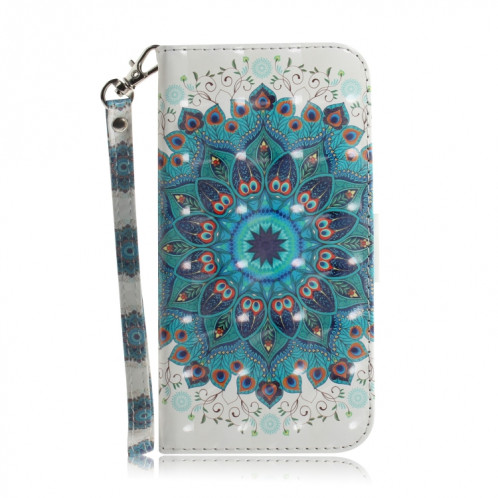 Etui en cuir à rabat horizontal avec dessin en couleur 3D, avec support, fente pour carte et portefeuille pour iPhone 11 Pro Max (couronne de paon) SH702C1658-07