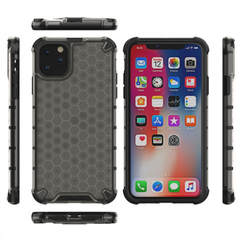 Coque antichoc Honeycomb PC + TPU pour iPhone 11 Pro Max (Noir) SH703B579-05