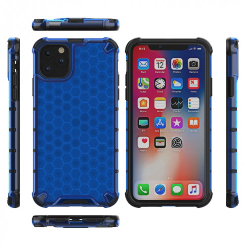 Coque antichoc en nid d'abeille PC + TPU pour iPhone 11 Pro Max (bleu) SH703C540-05