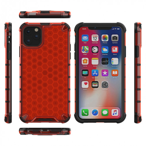 Coque antichoc en nid d'abeille PC + TPU pour iPhone 11 Pro Max (rouge) SH703D1958-05
