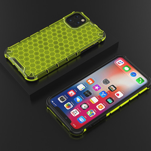 Coque antichoc Honeycomb PC + TPU pour iPhone 11 Pro Max (Vert) SH703E91-05