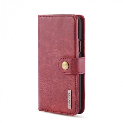 DG.MING Étui en cuir magnétique détachable avec texture et rabat en guirlande avec support et emplacements pour cartes et porte-monnaie pour iPhone 11 Pro Max (Rouge) SD802A1488-07