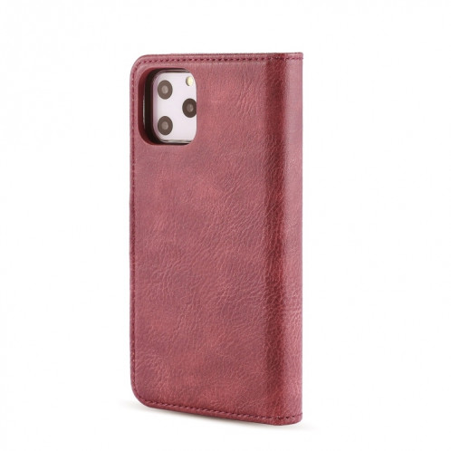 DG.MING Étui en cuir magnétique détachable avec texture et rabat en guirlande avec support et emplacements pour cartes et porte-monnaie pour iPhone 11 Pro Max (Rouge) SD802A1488-07