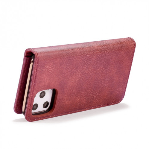 DG.MING Étui en cuir magnétique détachable avec texture et rabat en guirlande avec support et emplacements pour cartes et porte-monnaie pour iPhone 11 Pro Max (Rouge) SD802A1488-07