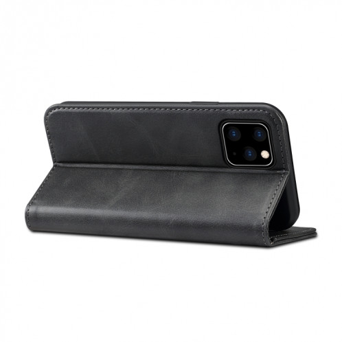 Etui à rabat horizontal en cuir texturé avec texture de mollet Suteni avec porte-cartes et porte-cartes pour iPhone 11 Pro Max (Noir) SH003A264-08