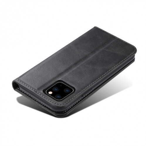 Etui à rabat horizontal en cuir texturé avec texture de mollet Suteni avec porte-cartes et porte-cartes pour iPhone 11 Pro Max (Noir) SH003A264-08