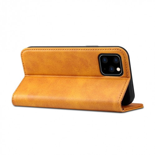 Etui à rabat horizontal en cuir texturé Suteni avec support, fentes pour cartes et portefeuille pour iPhone 11 Pro Max (Kaki) SH003B635-08