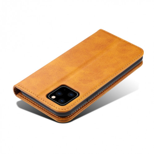 Etui à rabat horizontal en cuir texturé Suteni avec support, fentes pour cartes et portefeuille pour iPhone 11 Pro Max (Kaki) SH003B635-08