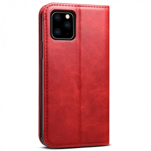 Etui à rabat horizontal en cuir texturé avec texture de mollet Suteni avec porte-cartes et porte-cartes pour iPhone 11 Pro Max (rouge) SH003C805-08