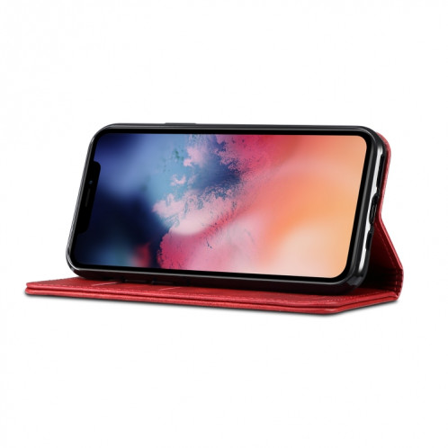 Etui à rabat horizontal en cuir texturé avec texture de mollet Suteni avec porte-cartes et porte-cartes pour iPhone 11 Pro Max (rouge) SH003C805-08