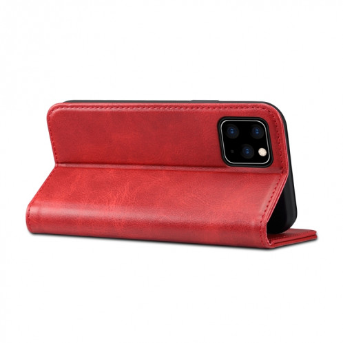 Etui à rabat horizontal en cuir texturé avec texture de mollet Suteni avec porte-cartes et porte-cartes pour iPhone 11 Pro Max (rouge) SH003C805-08