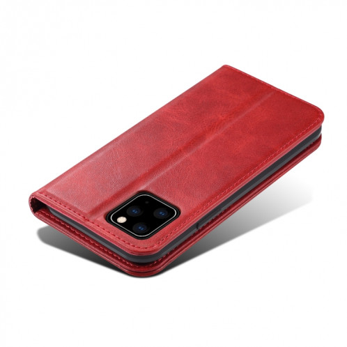 Etui à rabat horizontal en cuir texturé avec texture de mollet Suteni avec porte-cartes et porte-cartes pour iPhone 11 Pro Max (rouge) SH003C805-08