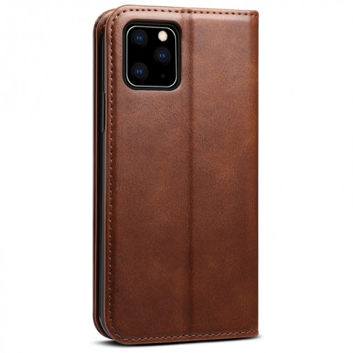 Etui à rabat horizontal en cuir texturé avec texture de veau Suteni avec fentes pour cartes et porte-cartes pour iPhone 11 Pro Max (Marron) SH003D1240-08